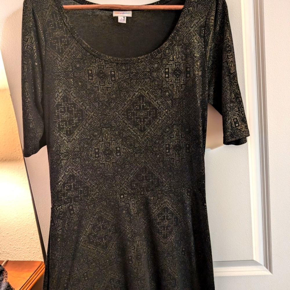 Lula Roe maxi dress with gold detail
